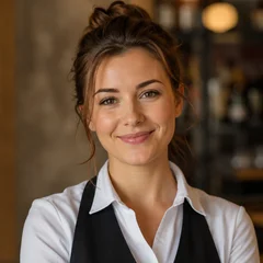 Uśmiechnięta kelnerka w restauracji
